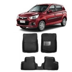 4.5D Car Floor Foot Tray Mats for Alto K10  - Black